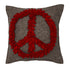 Hand Felted Wool Pillow Cover –Red Peace Sign on Gray – 20” - ARCADIA HOME